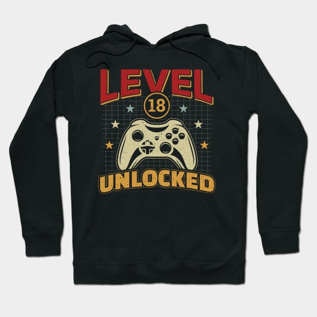 18th Birthday Level 18 Unlocked Video Gamer Hoodie by aneisha